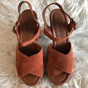 Lucky Brand Chestnut Block Platform Heels